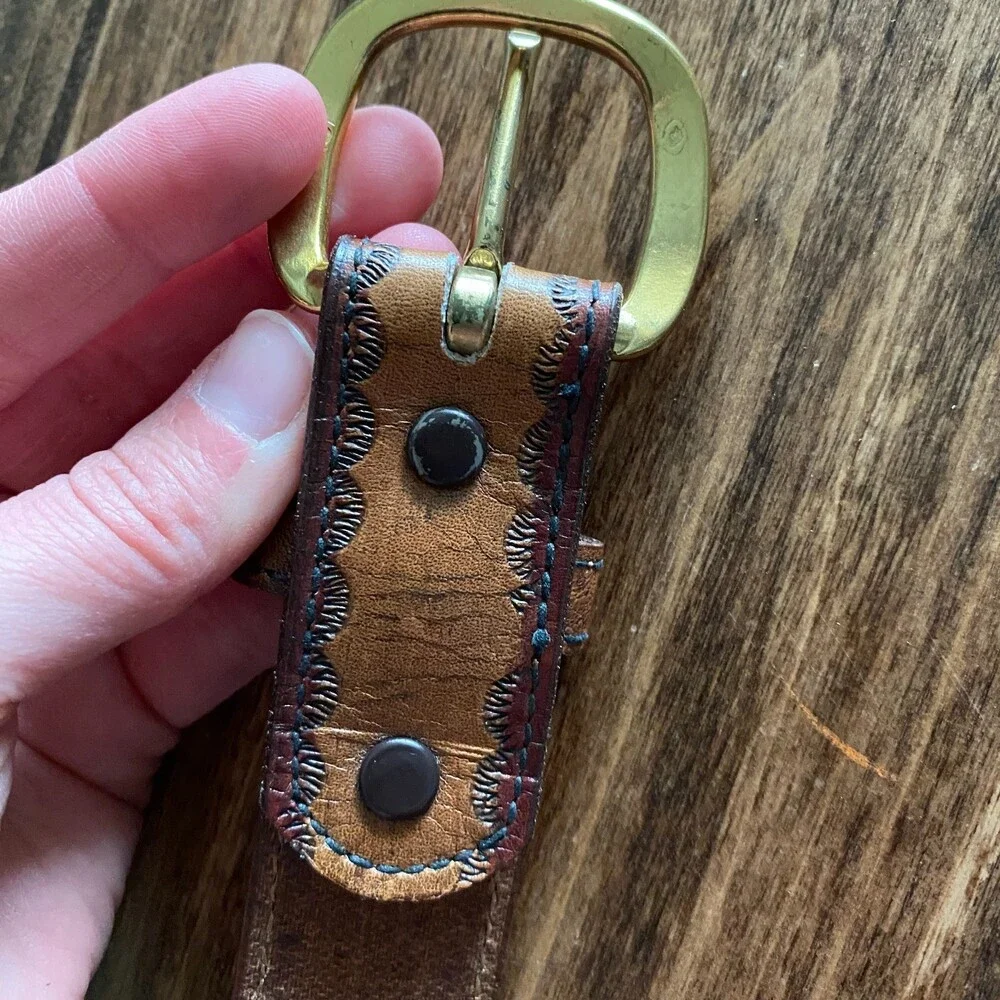 Handcrafted Brown Leather Belt 36 Inches